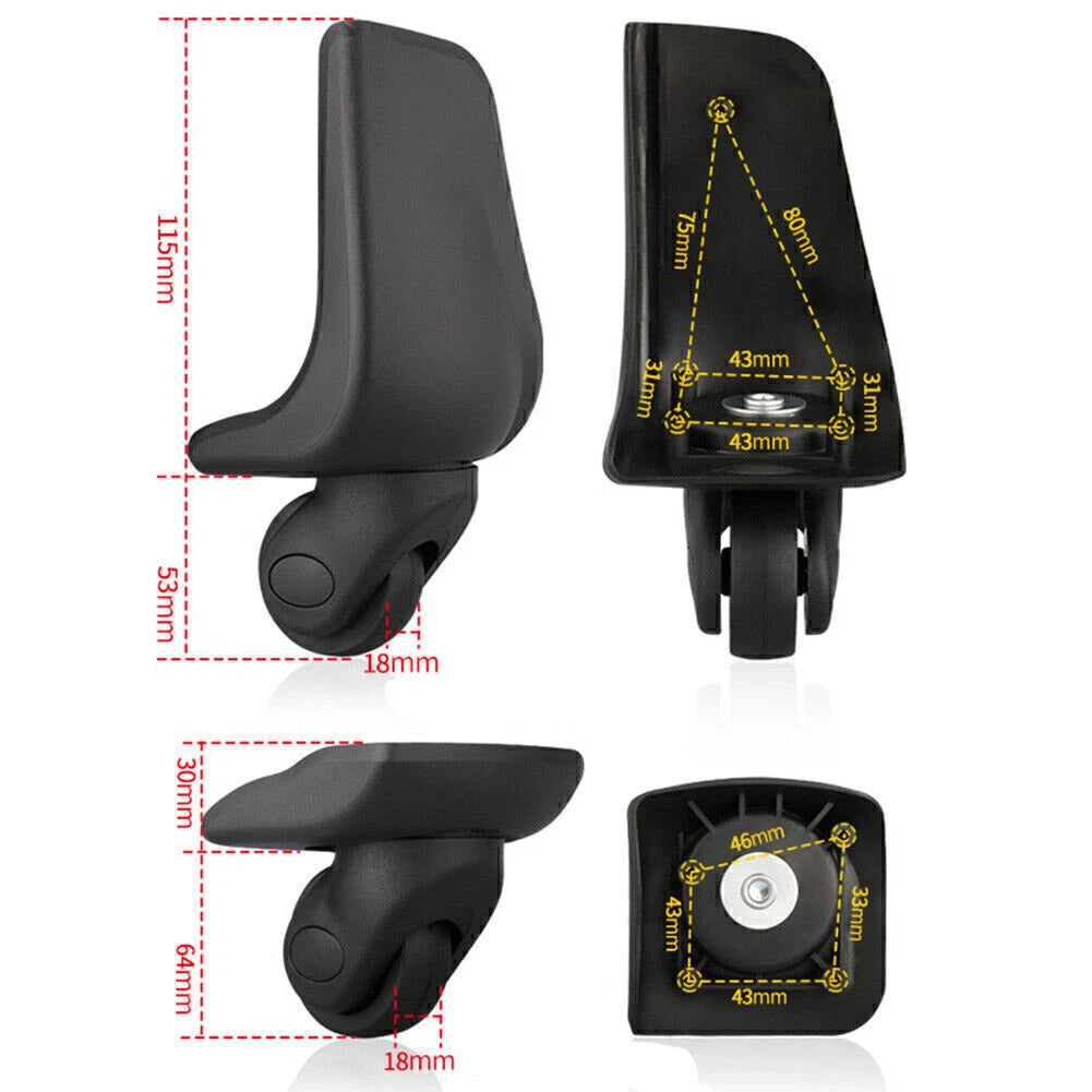 360 Spinner Rear Luggage Wheel Suitcase Mute Swivel Casters Replacement 2pcs US