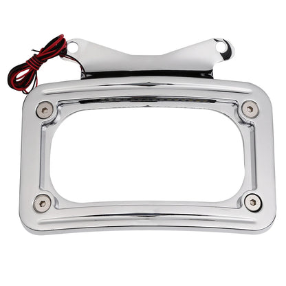 Curved Laydown License Plate Mount Frame Light Fit For Harley Street Road Glide