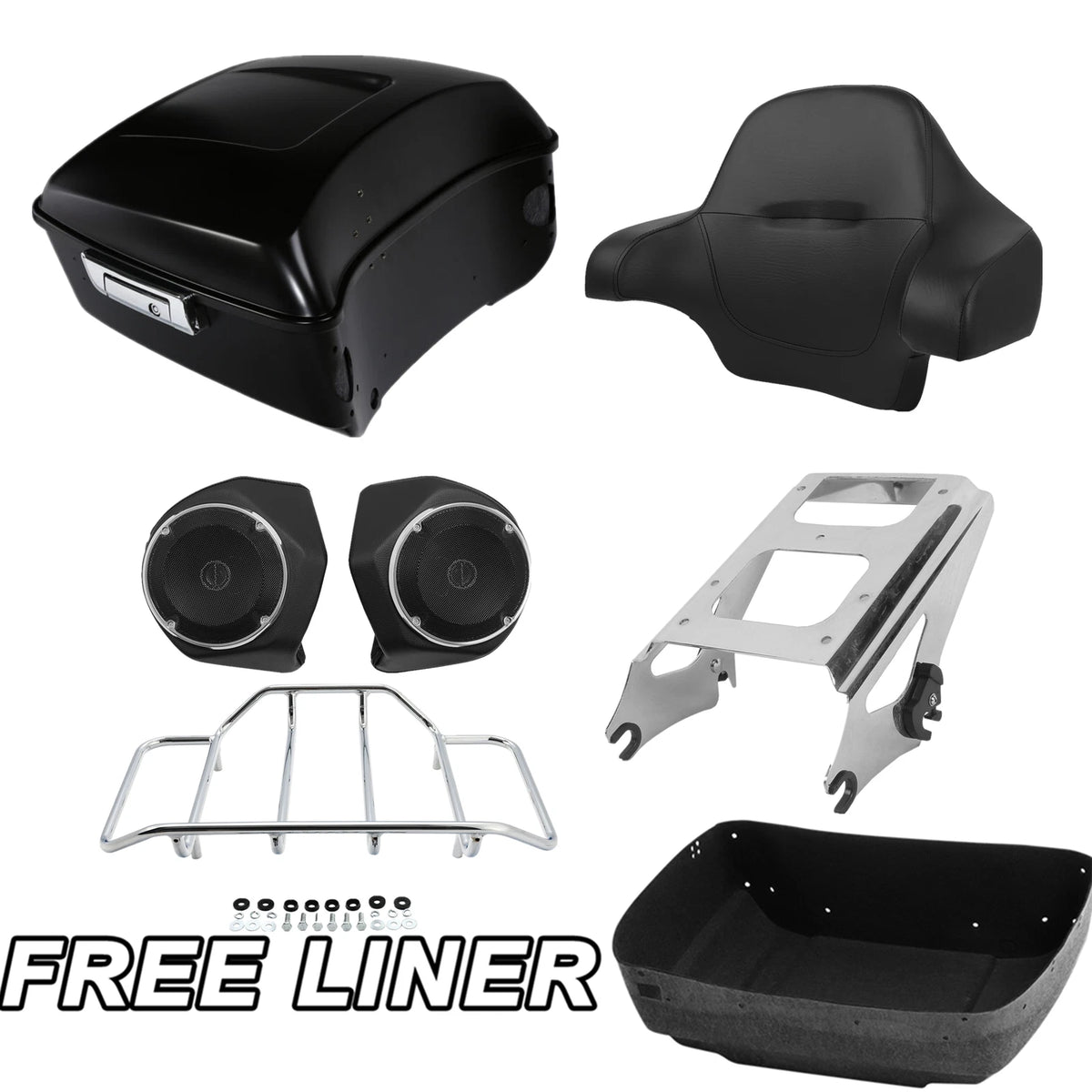 King Trunk Pad Rack Speakers Fit For Harley Street Road Glide 09-13 10