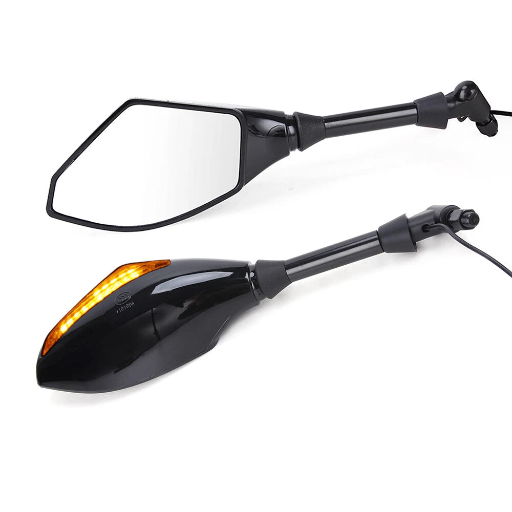 Motorcycle LED Turn Signal Light Universal Indicator Rearview Side Mirrors 10mm