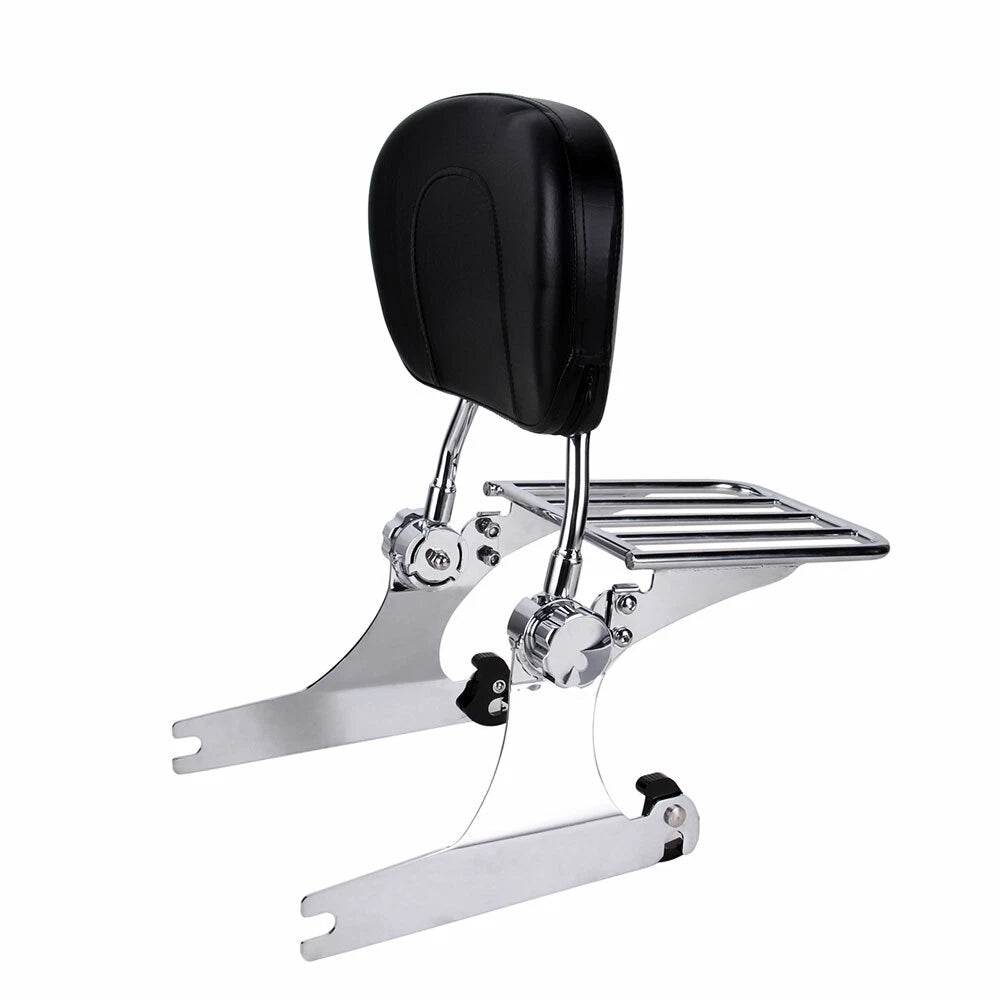 Chrome Backrest Sissy Bar Luggage Rack For Harley Dyna FXD FXDC FXDL FXDX 02-05