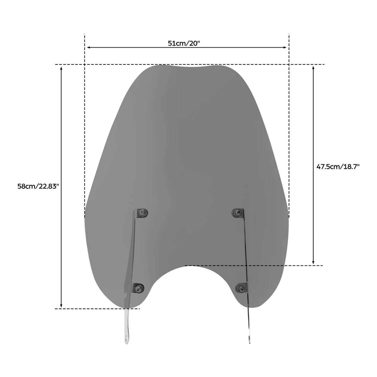 Smoke Windshield Windscreen & 49MM Quick Clamps For Harley FXBB FXBR FXBRS 18-Up