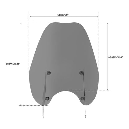 Smoke Windshield Windscreen & 49MM Quick Clamps For Harley FXBB FXBR FXBRS 18-Up