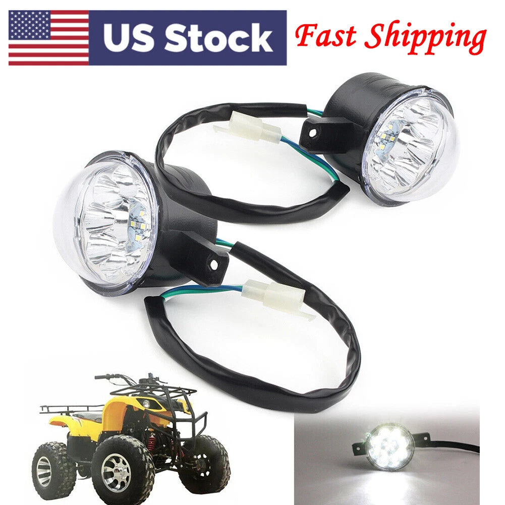 LED Headlight Lamp 3 wires For ATV Quad 110 125CC Taotao Coolster Gokart Pair US