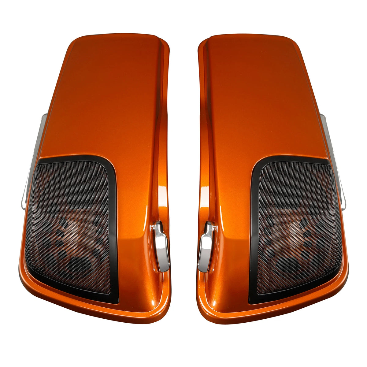 4"Stretched Saddlebags For Harley Street Glide 14-23 Scorched Orange/Black Denim