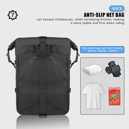 20L Tail Bag Motorcycle Storage Backpack Black Multi-functional Rear Seat Bag