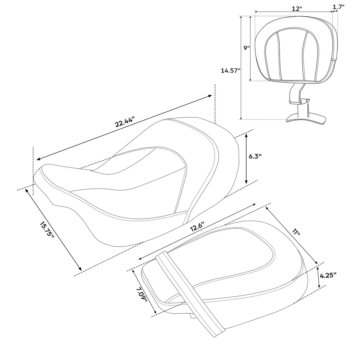 Driver & Passenger Seats Rider Backrest Fit For Harley Street Road Glide 2009-23