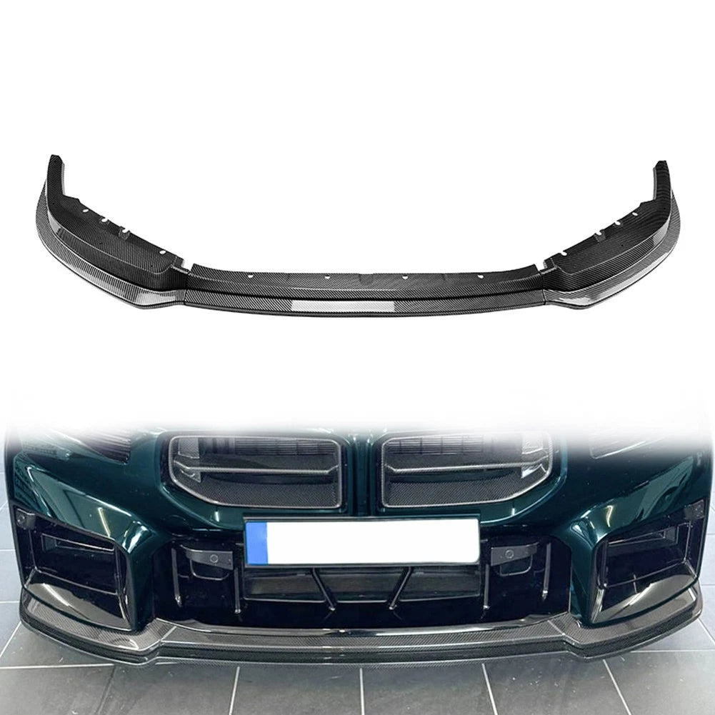 Carbon Fiber Look Front Bumper Spoiler Lip Body Kit For BMW M2 G87 2023-2024