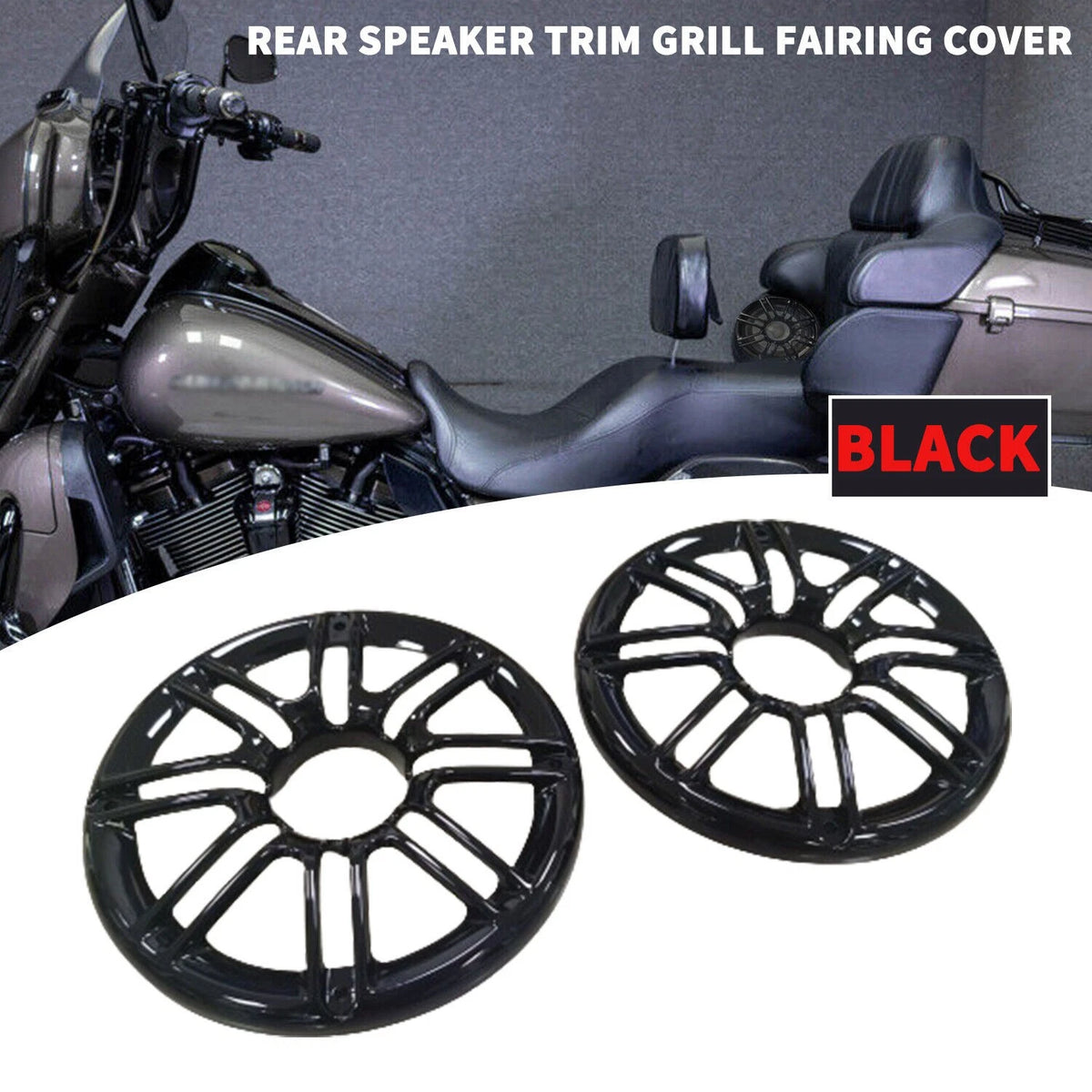 Glossy Black Rear Speaker Grill Cover For Harley Tri Glide Ultra FLHTCU/L 14-23