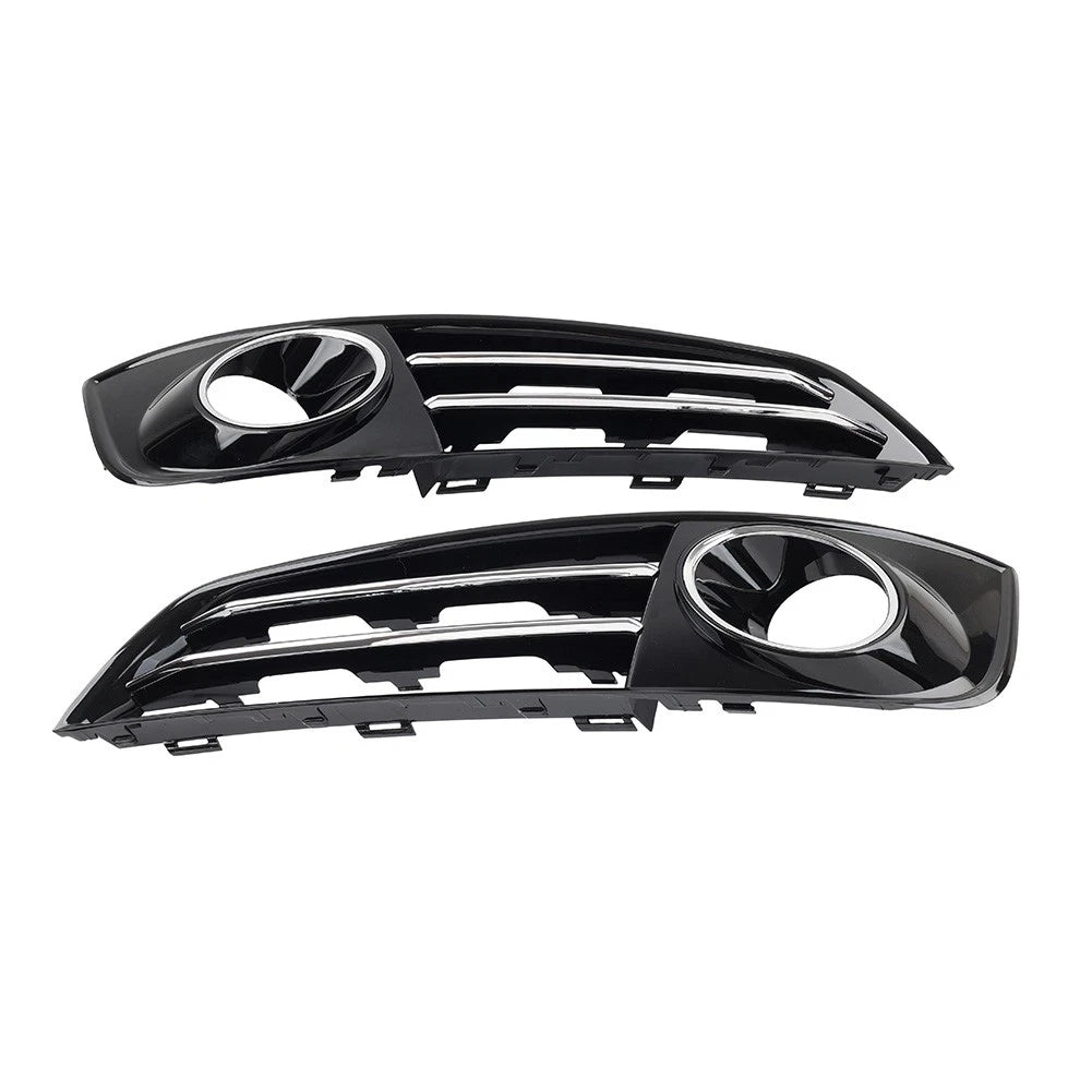 1 Pair Glossy Black Front Bumper Grille Fog Light Cover For Audi A8 D4 2011-2014