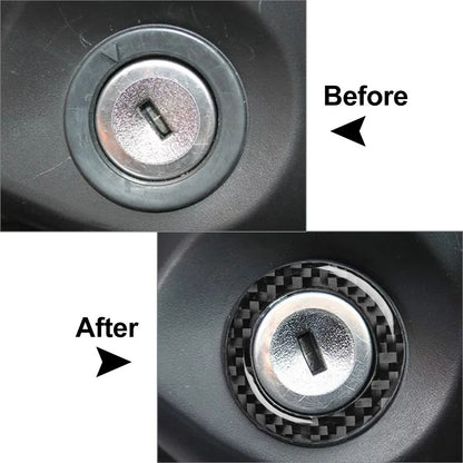 Start Stop Switch Ring Decor Trim Cover for Ford Mustang 2009-2013 Carbon Fiber