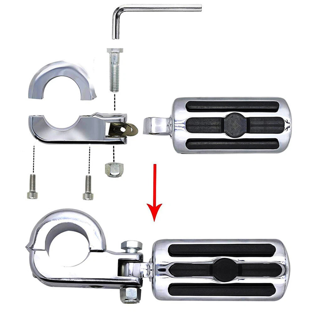Chrome Highway Foot Pegs For Harley Road King Electra Street Glide 1-1/4" Bar US