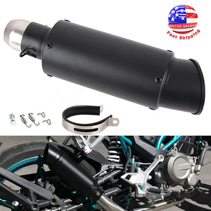 300mm Motorcycle Exhaust Pipe Slip on 38-51mm Street Bike Scooter ATV Black USA