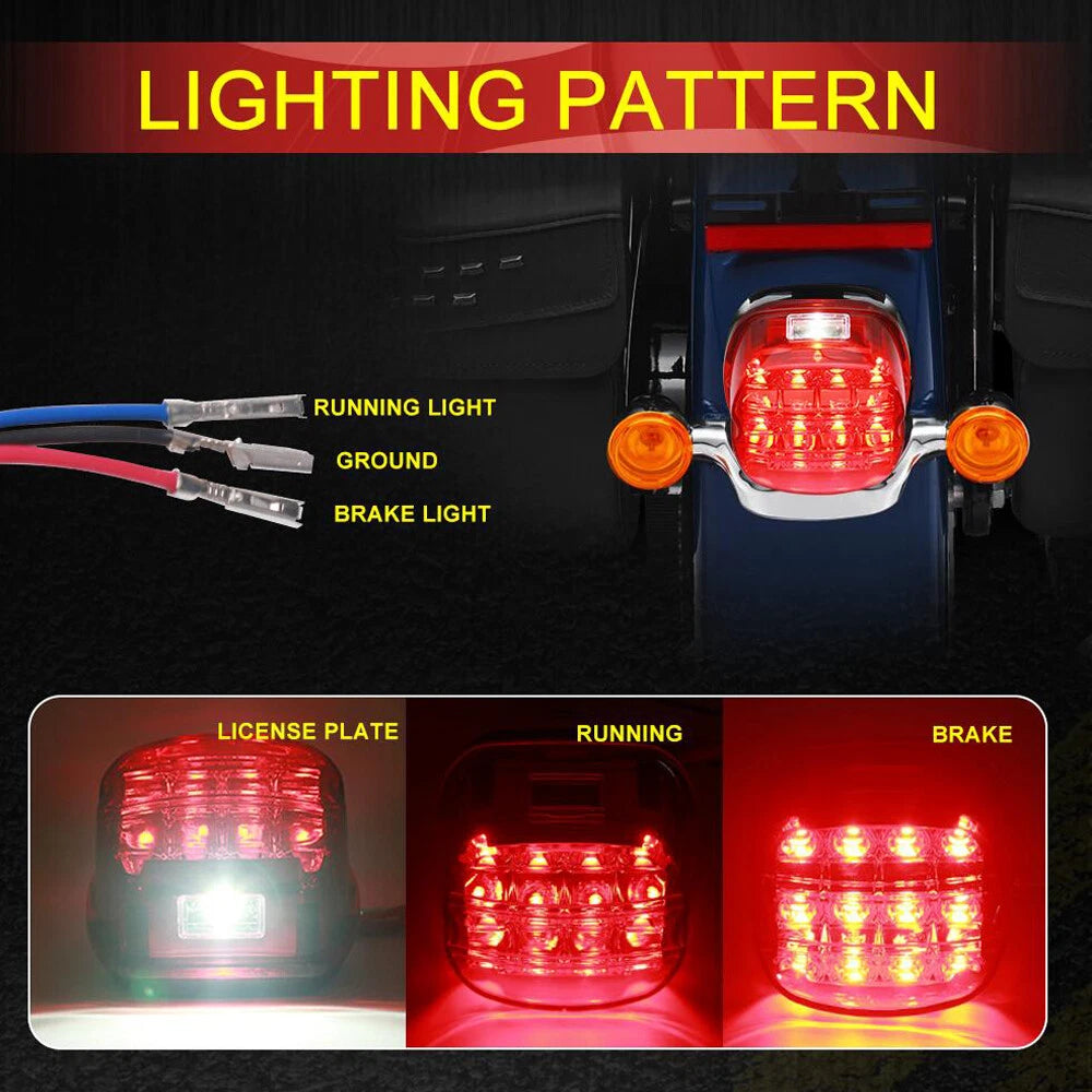 Motorcycle Red Lens Tail Rear LED Light Brake For Harley Dyna Softail Sportster