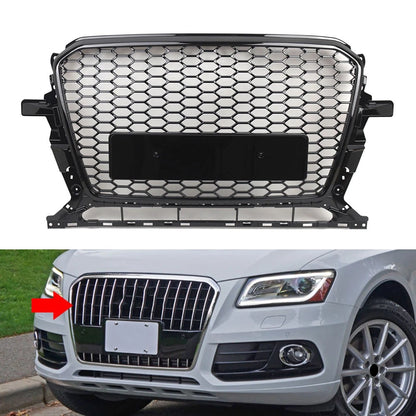 Front Bumper Honeycomb Grille Glossy Black For Audi Q5 2013-2017 2015 US
