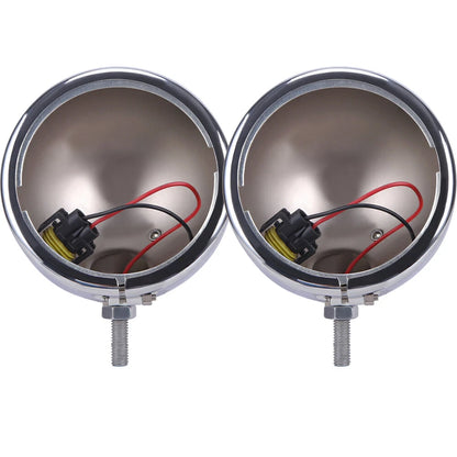 Pair 4-1/2 Inch 4.5" Chrome Fog Lights Housing Passing Lamp Bracket Bulb Bucket