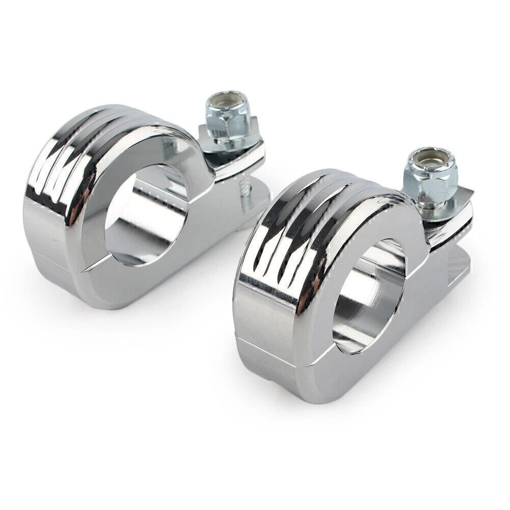 US 1.25" Highway Foot Peg Mounting P Clamps for Harley Dyna Engine Bars Chrome
