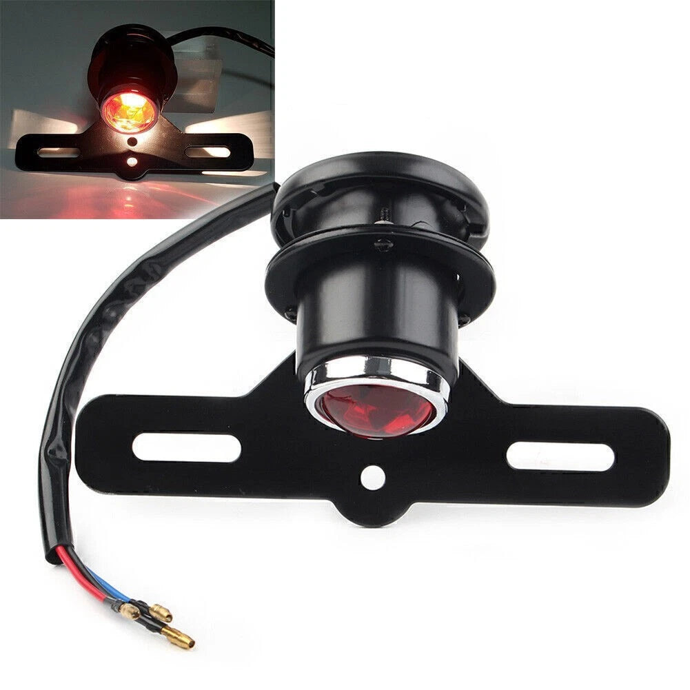 Round Retro Motorcycle Brake Tail Light Lamp Fit Bobber Chopper Cafe Racer