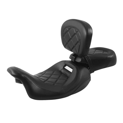 Black Driver Rider Passenger Seat &&Backrest Pad Fit For Harley Road Glide 09-23