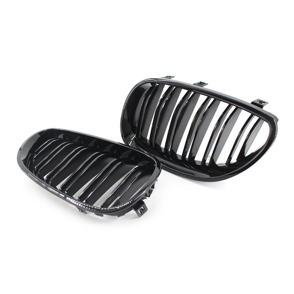 2 x Gloss Black Car Front Grilles Fit For BMW 5 Series E60/E61 2003-2009