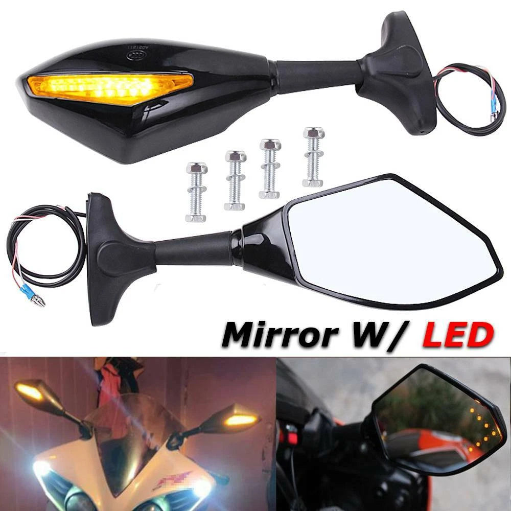 LED TURN SIGNAL MIRRORS For 2001 2002 2003 2004 2005 2006 Yamaha YZF R6 / FZ6R