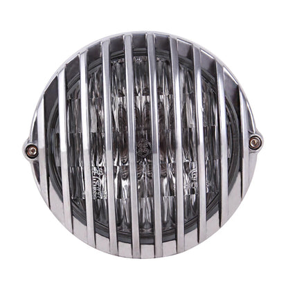 Chrome Motorcycle Headlight Lamp Finned Grill For Harley Chopper Bobber Custom