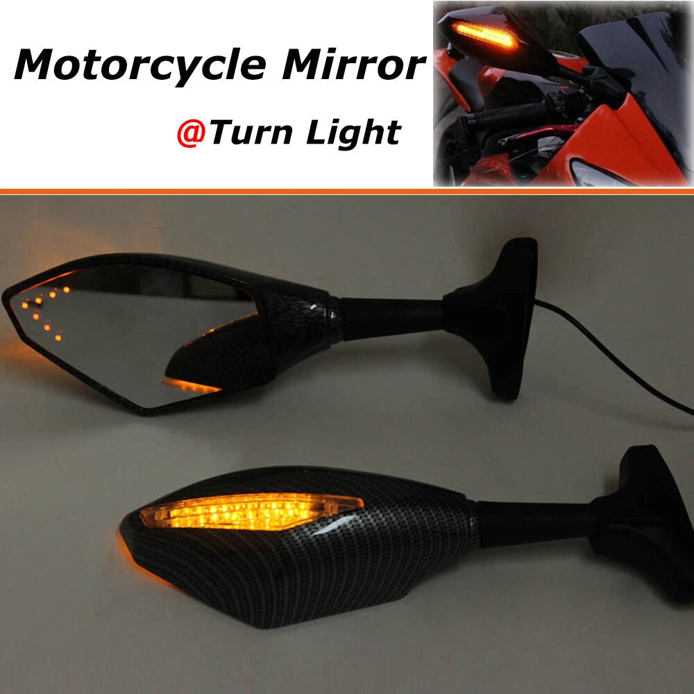 LED Turn Signal Rear View Mirrors For Kawasaki Ninja 650 EX650 650R 750R  900R