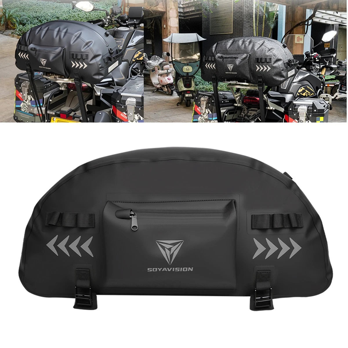 Waterproof Motorcycle Tail Bag Universal Rear Back Seat Bag Black for Harley BMW