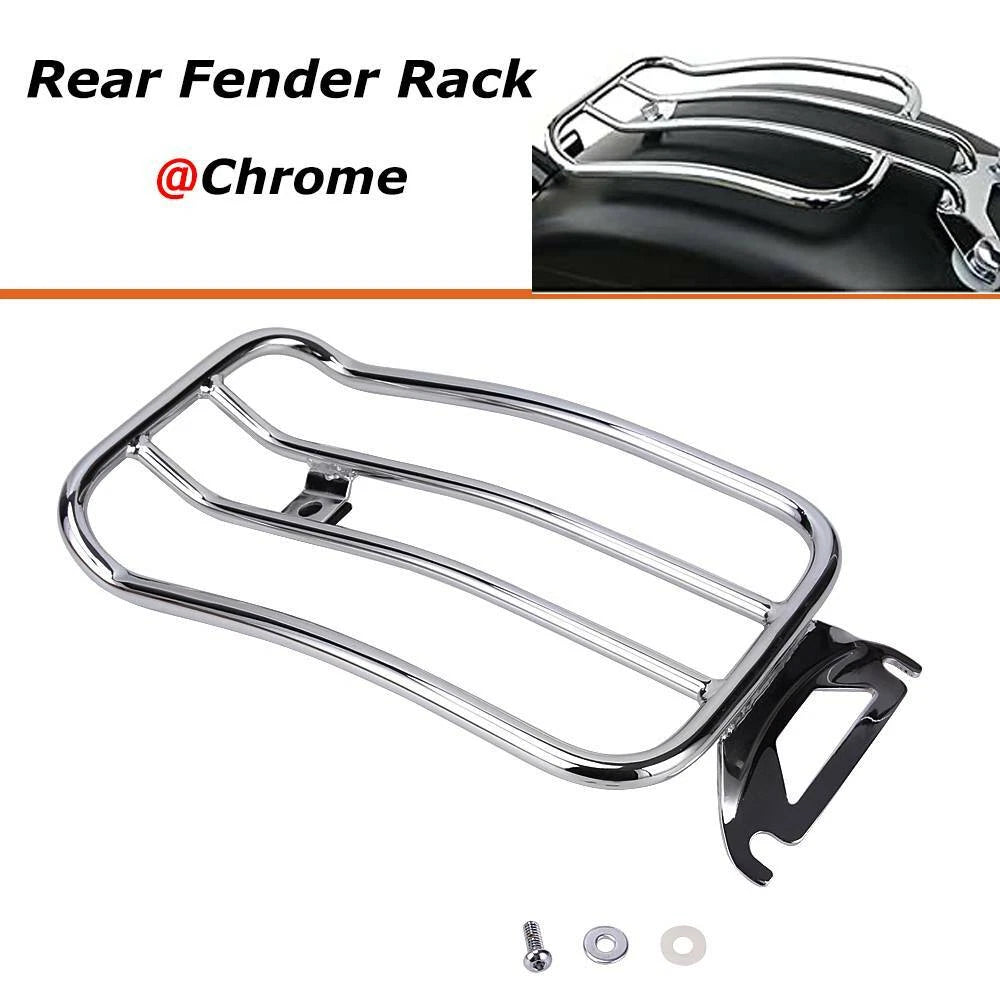 Chrome Solo Seat Luggage Rear Fender Rack For Harley Touring FLHT FLHR 1997-2015