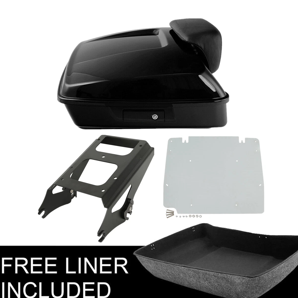 Chopped Trunk Pad Mount Rack Base Plate Fit For Harley Touring 2009-13 12 Black