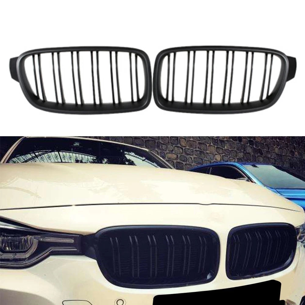 2pcs Matte Black Front Kidney Grille for BMW F30 F31 F35 3-SERIES Sedan 2012-14