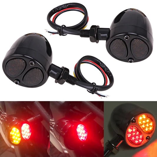 Motorcycle LED Bullet Red Amber Brake Blinker Turn Signal Tail Lights For Harley