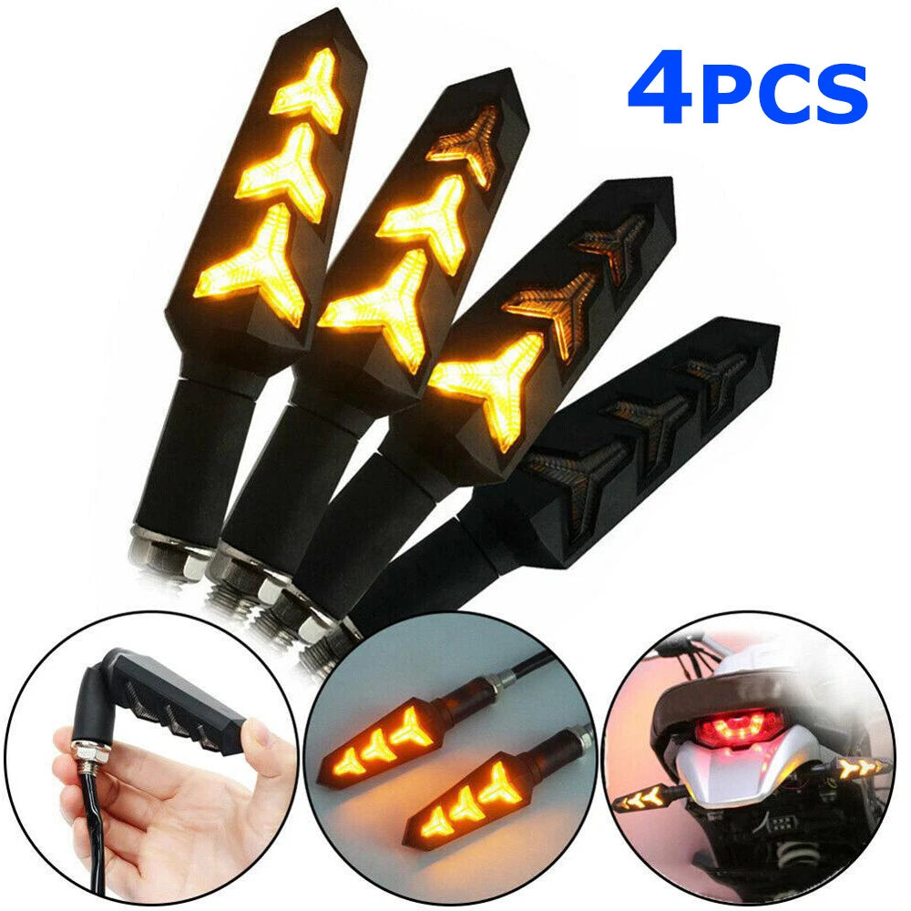 4pcs LED Motorcycle Turn Signals Blinker Lights Amber For Kawasaki Suzuki Yamaha