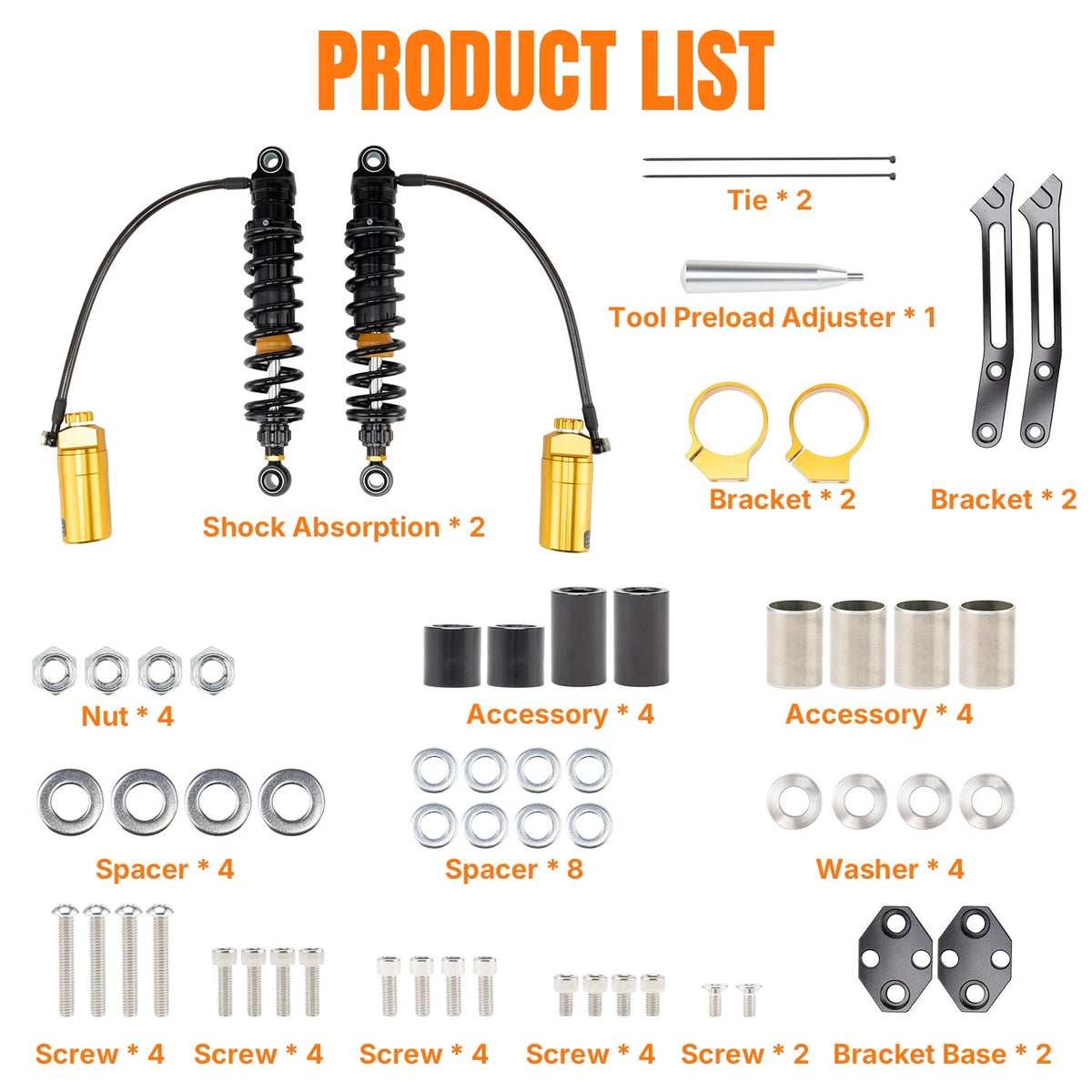 Pair Remote Reservoir Rear Suspensions Shocks For Harley Street Glide 2014-2025