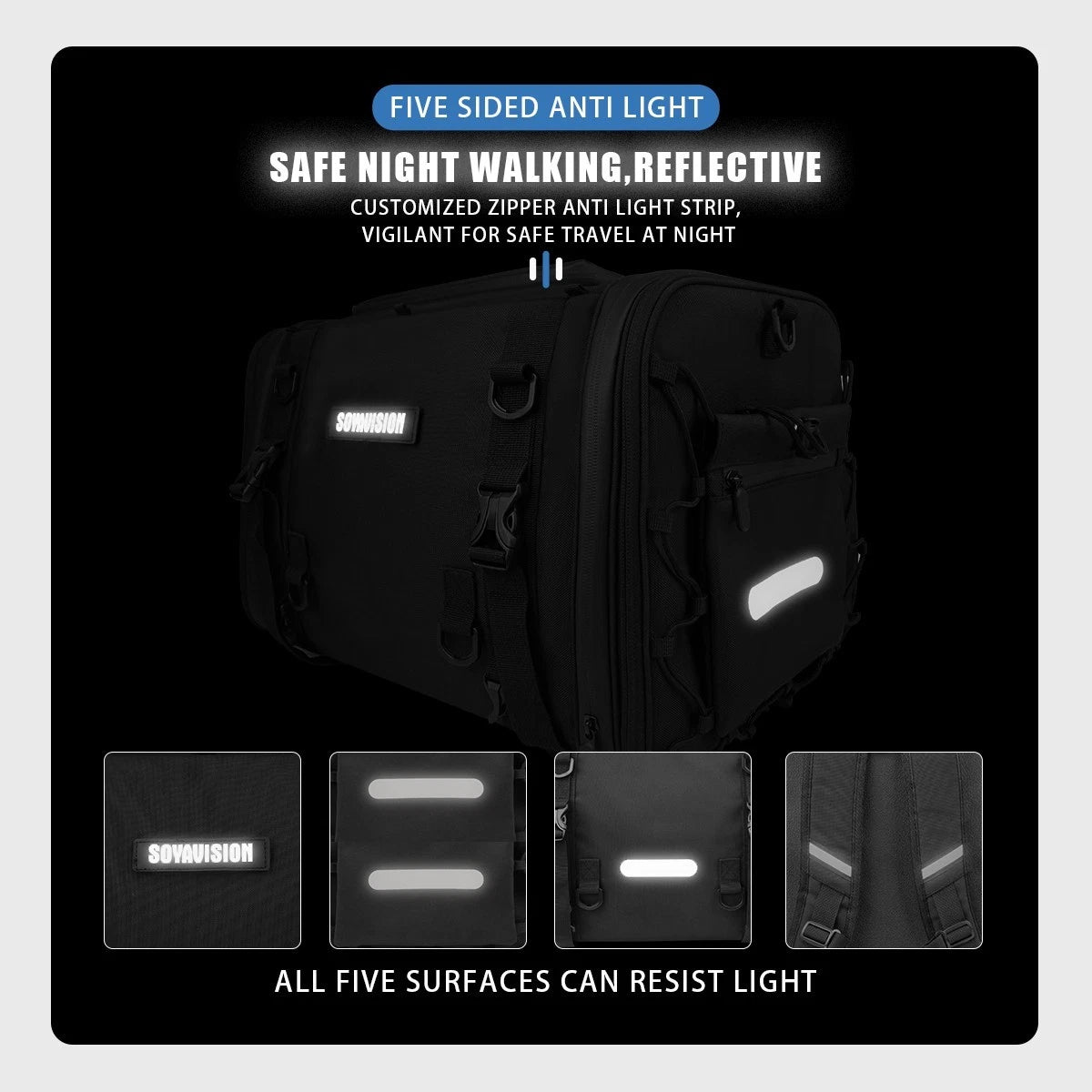 Waterproof 35L-50L Motorcycle Tail Bag Moto Rear Seat Travel Luggage Helmet Bag