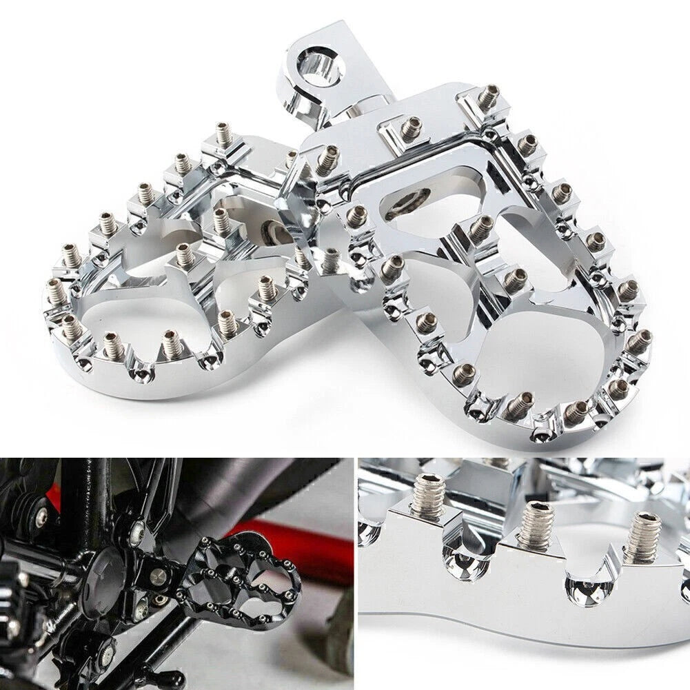 Wide Foot Peg MX Style Footrest For Harley Dyna Sportster Iron 883 Fatboy Bobber