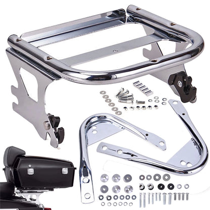 For 97-08 Harley Detachable Two-Up Tour Pack Mount Luggage Rack+Docking Hardware
