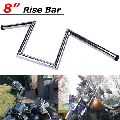 8" Rise 1" Ape Hanger Handlebars Drag Z-Bar Universal For Harley Honda Kawasaki
