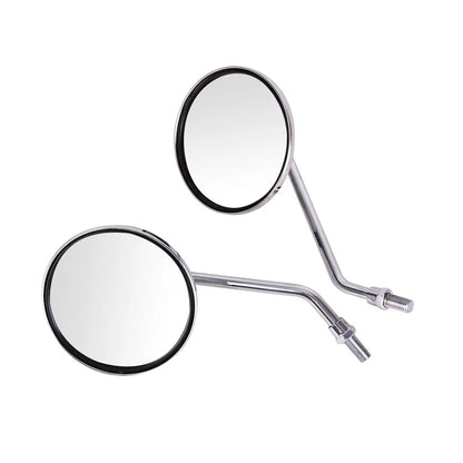Metal 10mm Chrome Long Stem Motorcycle Mirrors Round For Harley Honda Scooter US