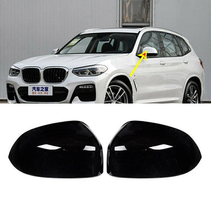Fit BMW X3 X4 G01 G02 2018-2022 Rearview Rear View Mirror Cap Cover Gloss Black