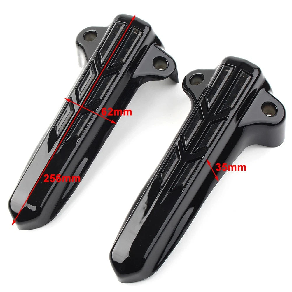 Front Lower Fork Leg Covers LED Light for Harley FLHR FLHTK FLHX Chrome-Orange