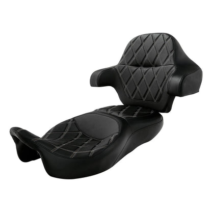 Driver Passenger Seat King Backrest Pad Fit For Harley Touring Road Glide 14-23