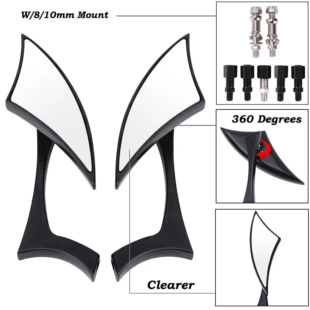 Motorcycle Black Blade Rear view Mirrors For Harley Cruiser Bobber Chopper DYNA