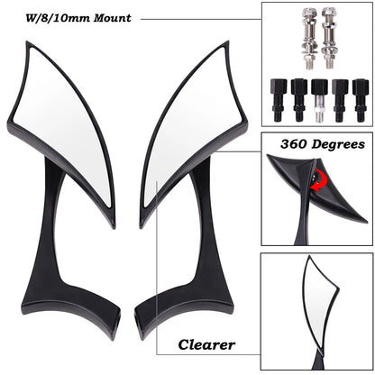 Motorcycle Black Blade Rear view Mirrors For Harley Cruiser Bobber Chopper DYNA