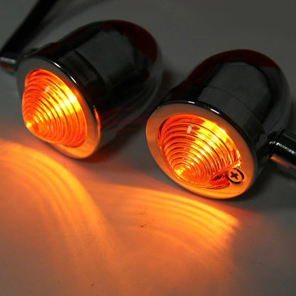 2x Chrome Motorcycle Bullet Turn Signal Amber Light Indicators Blinker Universal