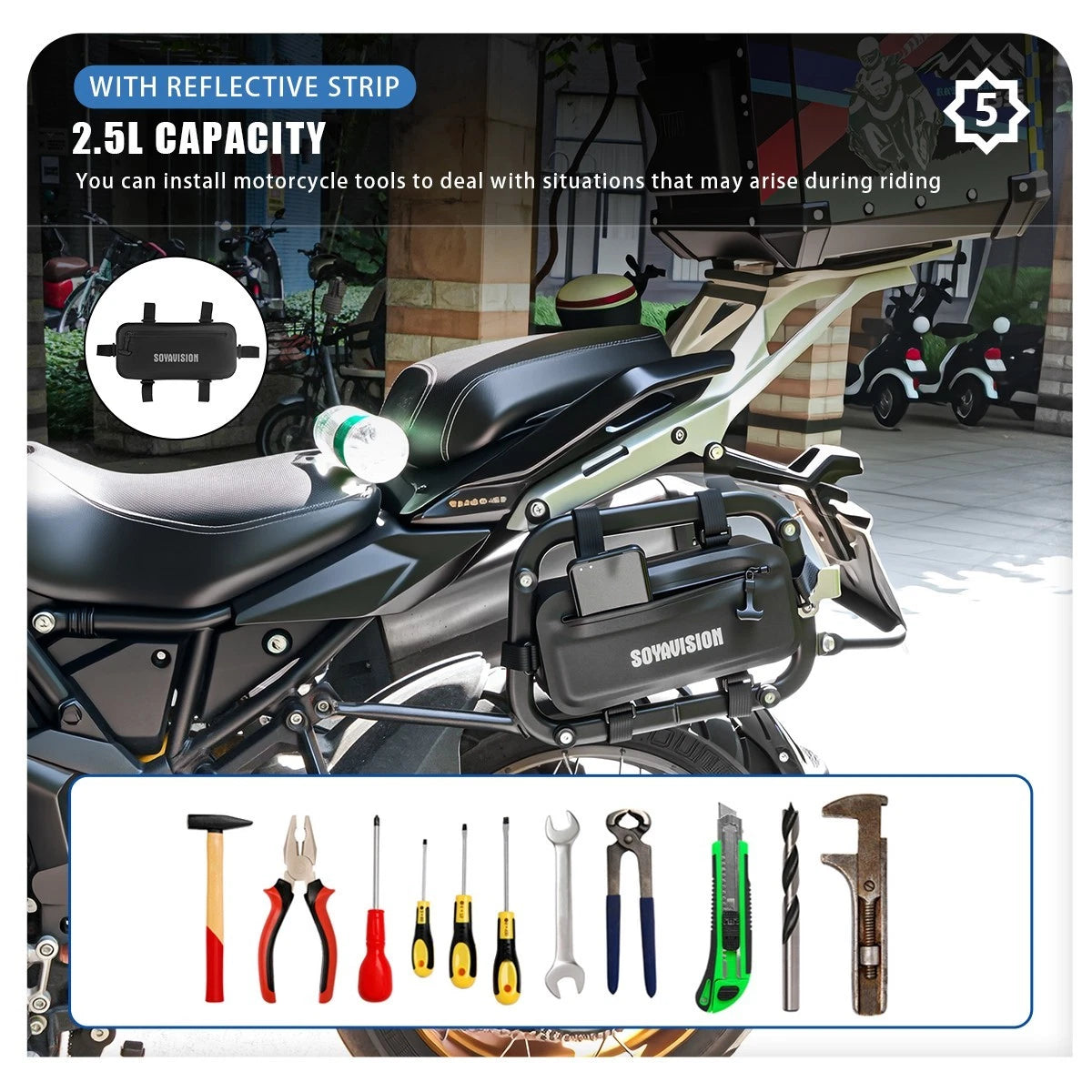 1PC Motorcycle Universal Side Tool Bag Frame Waterproof Bag for BMW Honda Yamaha