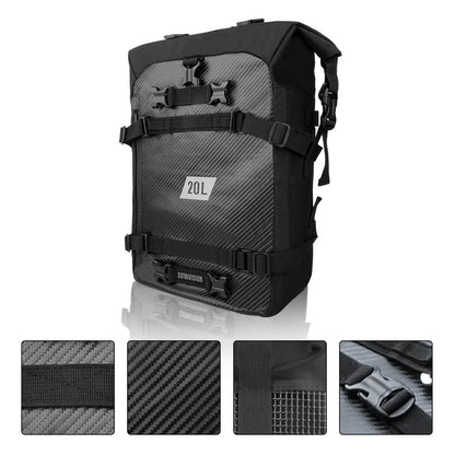 20L Motorcycle Rear Seat Bag Tail Luggage Storage Backpack For Harley BMW Honda