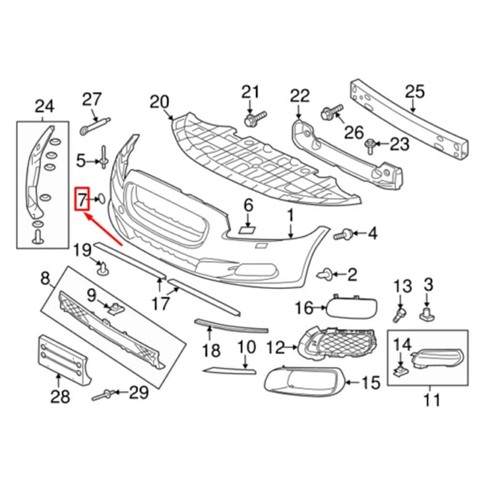 Unpainted Car Front Bumper Trailer Hole Cover For Jaguar XJ 2010-2019 C2D5378XXX