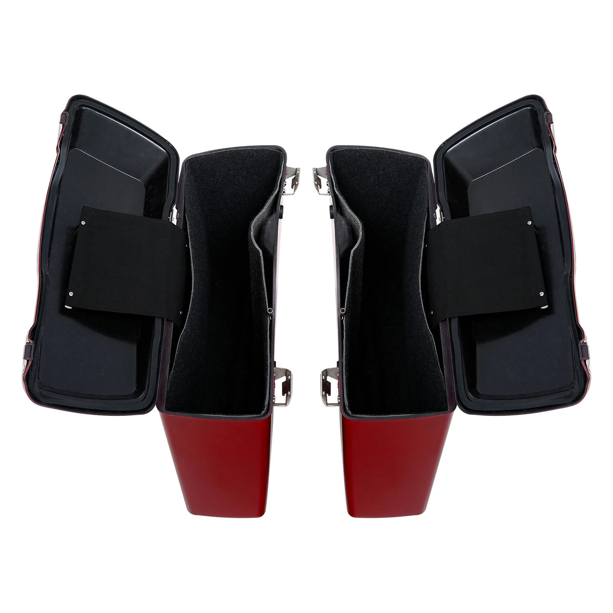 Red Hard Saddlebags & Conversion Bracket For Harley Davidson Softail FLST 84-17