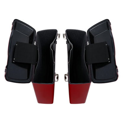 Red Hard Saddlebags & Conversion Bracket For Harley Davidson Softail FLST 84-17